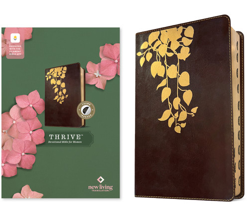 NLT THRIVE Devotional Bible for Women, Filament Enabled (LeatherLike, Cascade Deep Brown, Indexed) by New Living Translation, Tyndale, Sheri Rose Shepherd, 9798400515668