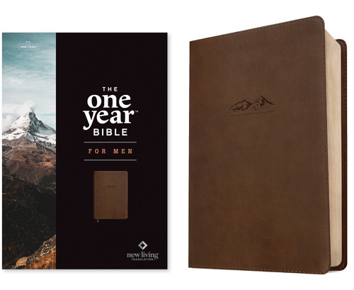 NLT The One Year Bible for Men (LeatherLike, Rustic Brown Mountain) by New Living Translation, Tyndale, 9781496449528