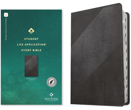 NLT Student Life Application Study Bible, Filament Enabled (LeatherLike, Charcoal Gray Striped, Indexed, Red Letter) by New Living Translation, Tyndale, 9781496449641