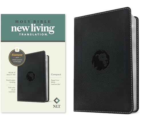 NLT Compact Bible, Filament Enabled (LeatherLike, Regal Lion Black, Red Letter) (Miniature Edition) by New Living Translation, Tyndale, 9781496486714