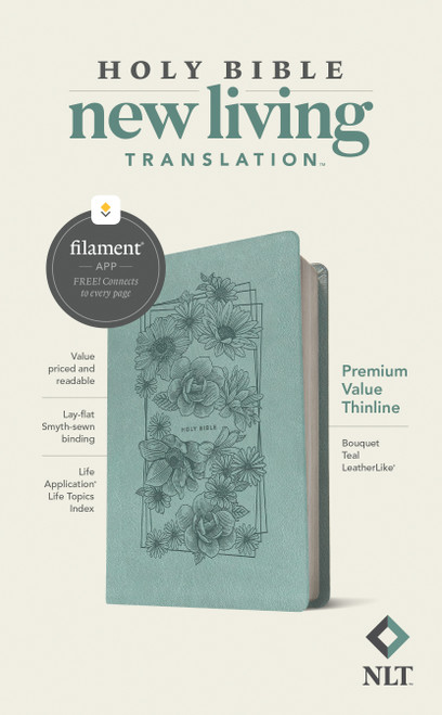 NLT Premium Value Thinline Bible, Filament Enabled (LeatherLike, Bouquet Teal) by New Living Translation, Tyndale, 9781496458070
