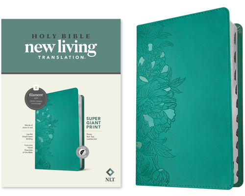 NLT Super Giant Print Bible, Filament Enabled (LeatherLike, Peony Rich Teal, Indexed, Red Letter) by New Living Translation, Tyndale, 9781496458131