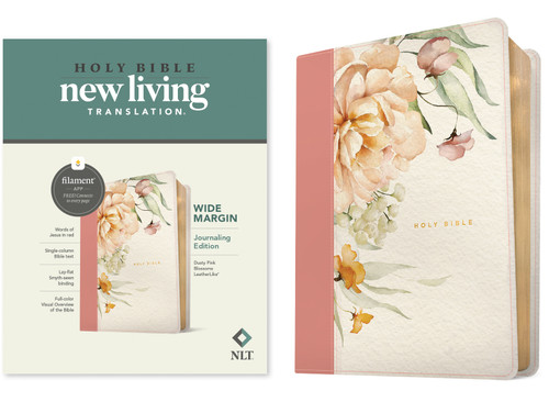 NLT Wide Margin Bible, Filament Enabled (LeatherLike, Dusty Pink Blossoms, Red Letter) by New Living Translation, Tyndale, 9781496484017
