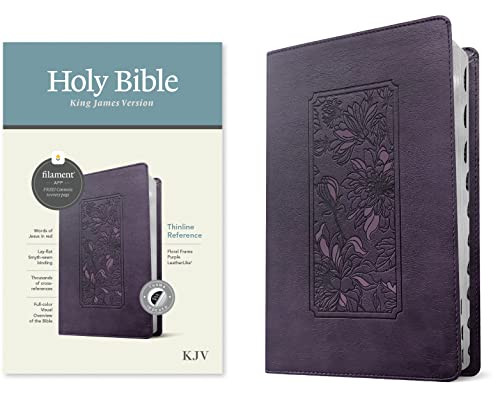 KJV Thinline Reference Bible, Filament Enabled (LeatherLike, Floral Frame Purple, Indexed, Red Letter) by Tyndale, 9781496460462