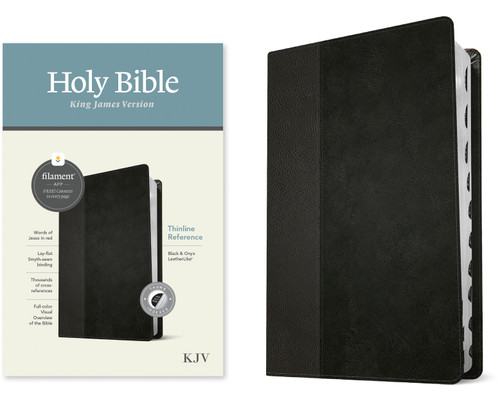 KJV Thinline Reference Bible, Filament Enabled (LeatherLike, Black/Onyx, Indexed, Red Letter) by Tyndale, 9781496460486