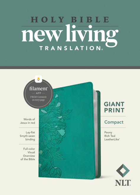 NLT Compact Giant Print Bible, Filament Enabled (LeatherLike, Peony Rich Teal, Red Letter) by New Living Translation, Tyndale, 9781496460608