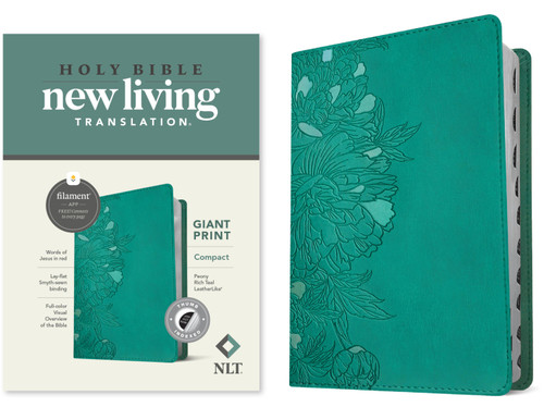 NLT Compact Giant Print Bible, Filament Enabled (LeatherLike, Peony Rich Teal, Indexed, Red Letter) by New Living Translation, Tyndale, 9781496460615