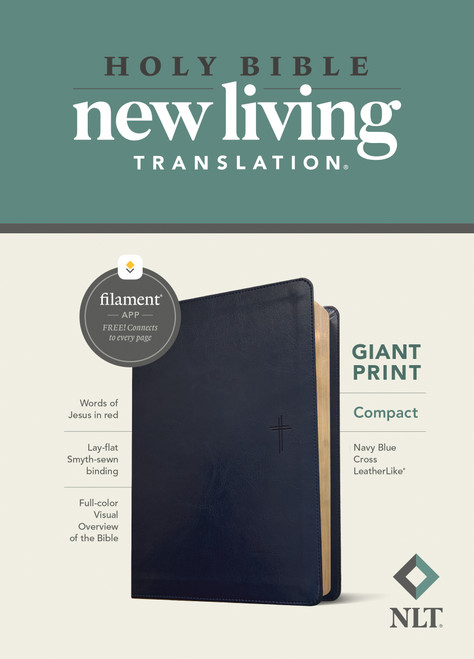 NLT Compact Giant Print Bible, Filament Enabled (LeatherLike, Navy Blue Cross, Red Letter) by New Living Translation, Tyndale, 9781496460646
