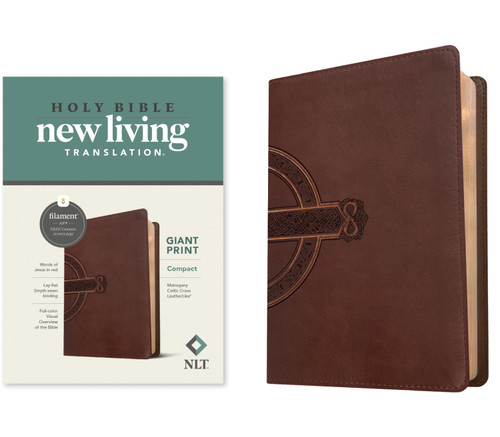 NLT Compact Giant Print Bible, Filament Enabled (LeatherLike, Mahogany Celtic Cross, Red Letter) by New Living Translation, Tyndale, 9781496460585