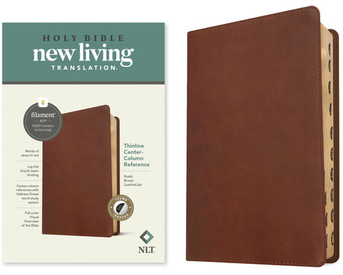 NLT Thinline Center-Column Reference Bible, Filament Enabled (LeatherLike, Rustic Brown, Indexed, Red Letter) by New Living Translation, Tyndale, 9781496479051