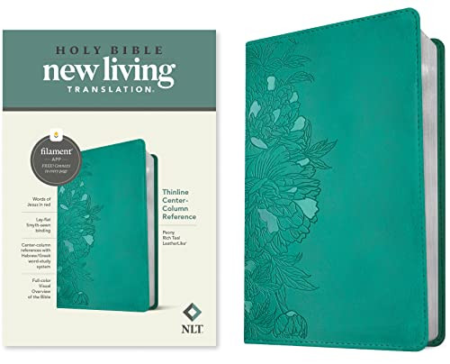 NLT Thinline Center-Column Reference Bible, Filament Enabled (LeatherLike, Peony Rich Teal, Red Letter) by New Living Translation, Tyndale, 9781496479068
