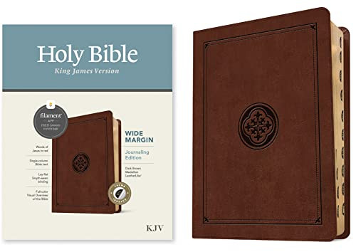 KJV Wide Margin Bible, Filament Enabled (LeatherLike, Dark Brown Medallion, Indexed, Red Letter) by Tyndale, 9781496479167
