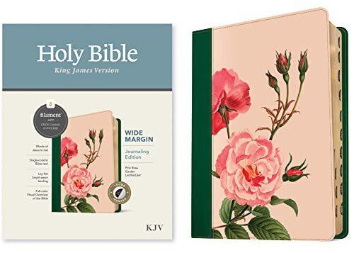 KJV Wide Margin Bible, Filament Enabled (LeatherLike, Pink Rose Garden, Indexed, Red Letter) by Tyndale, 9781496479181