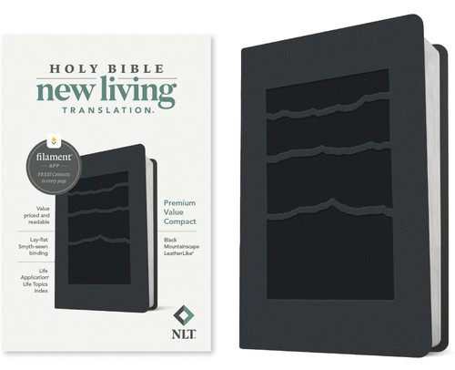 NLT Premium Value Compact Bible, Filament Enabled (LeatherLike, Black Mountainscape) (Miniature Edition) by New Living Translation, Tyndale, 9781496479266