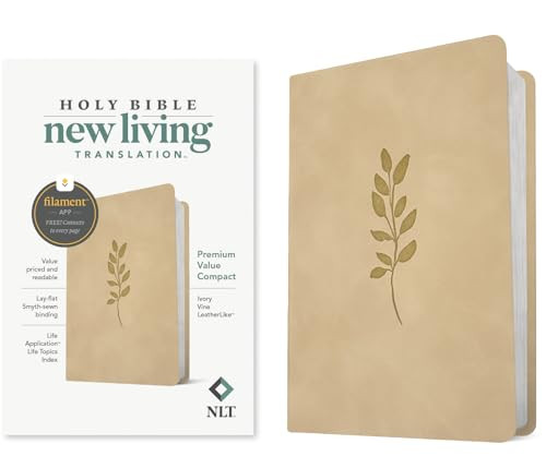 NLT Premium Value Compact Bible, Filament Enabled (LeatherLike, Ivory Vine) (Miniature Edition) by New Living Translation, Tyndale, 9798400509834
