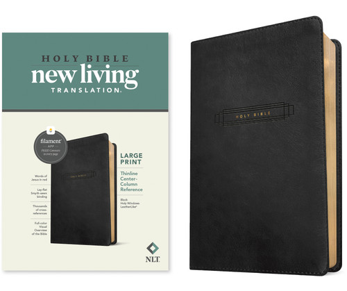 NLT Large Print Thinline Center-Column Reference Bible, Filament Enabled (LeatherLike, Black Holy Windows, Red Letter) by New Living Translation, Tyndale, 9781496489944