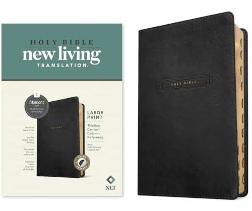 NLT Large Print Thinline Center-Column Reference Bible, Filament Enabled (LeatherLike, Black Holy Windows, Indexed, Red Letter) by New Living Translation, Tyndale, 9781496489951