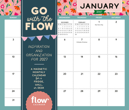 Go with the Flow: Inspiration and Organization for 2027 (A Magnetic Monthly Calendar for Fridge, Wall, or Desk) by Irene Smit, Workman Calendars, Editors of Flow magazine, 9781523535712