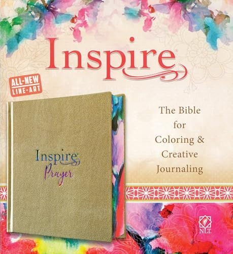 Inspire PRAYER Bible NLT (Hardcover LeatherLike, Metallic Champagne Gold) (The Bible for Coloring & Creative Journaling) by New Living Translation, Tyndale, 9781496424075