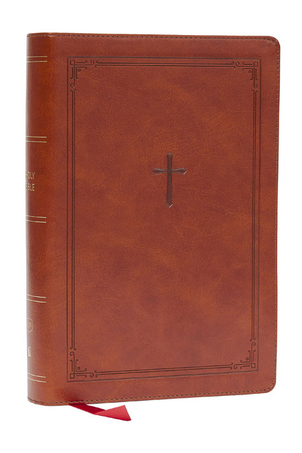 KJV Giant Print End-of-Verse Reference Bible, Brown Leathersoft, Red Letter, Comfort Print by , 9781400349463