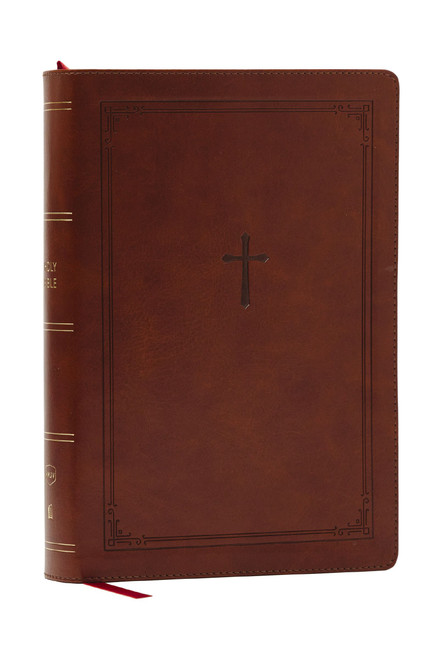 NKJV Giant Print End-of-Verse Reference Bible, Brown Leathersoft, Red Letter, Comfort Print (Holy Bible), 9781400349500