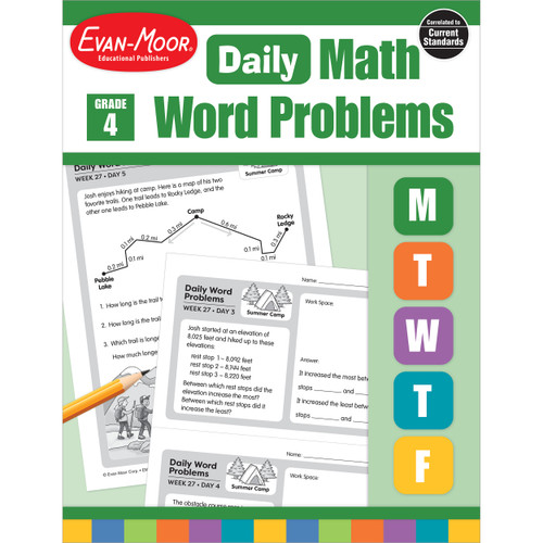 Daily Word Problems, Grade 4 by Evan-Moor, Evan-Moor Educational Publishers, 9781629388588