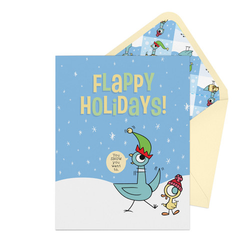 The Pigeon Flappy Holidays! Greeting Card by Knock Knock, 9781683496731