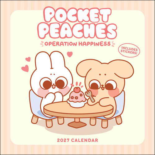 Pocket Peaches 2027 Wall Calendar with Stickers (Operation Happiness) by Dora Wang, 9798881609641