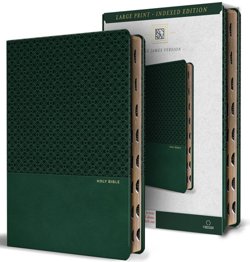 KJV Holy Bible, Large Print, Handy Size Format, Green Premium Imitation Leather with Ribbon Marker, Red Letter, Thumb Index by KING JAMES VERSION, 9798890985521