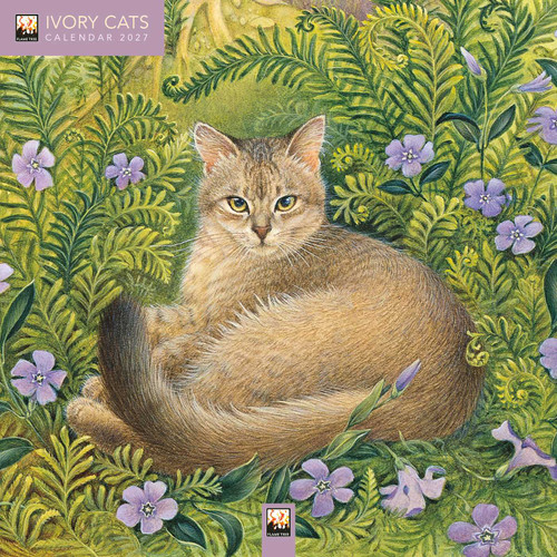 Ivory Cats by Lesley Anne Ivory Mini Wall Calendar 2027 (Art Calendar) by Flame Tree Studio, 9781806941384