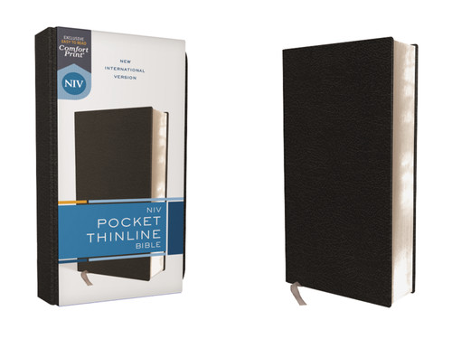 NIV, Pocket Thinline Bible, Bonded Leather, Black, Red Letter, Comfort Print by Zondervan, 9780310458166