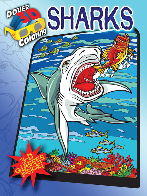3-D Coloring Book--Sharks by George Toufexis, 9780486484266