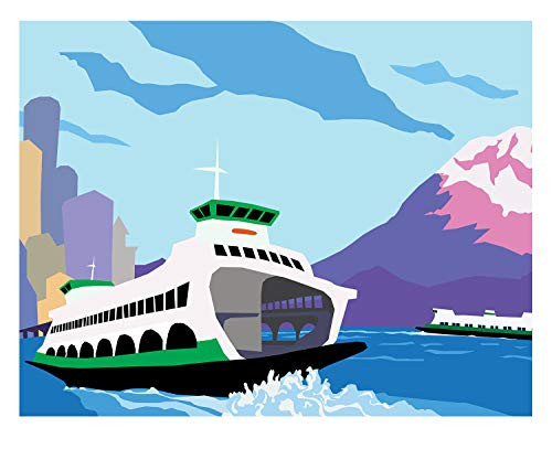 Seattle Puget Sound Ferries Art Print 11X14 by Michael Schafbuch, 9781942402671