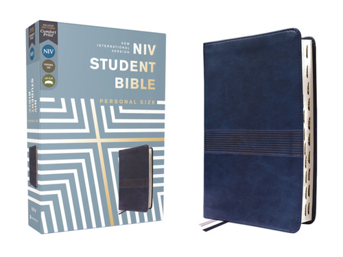 NIV, Student Bible, Personal Size, Leathersoft, Navy, Thumb Indexed, Comfort Print (Miniature Edition) by Philip Yancey, Tim  Stafford, Zondervan, 9780310461753