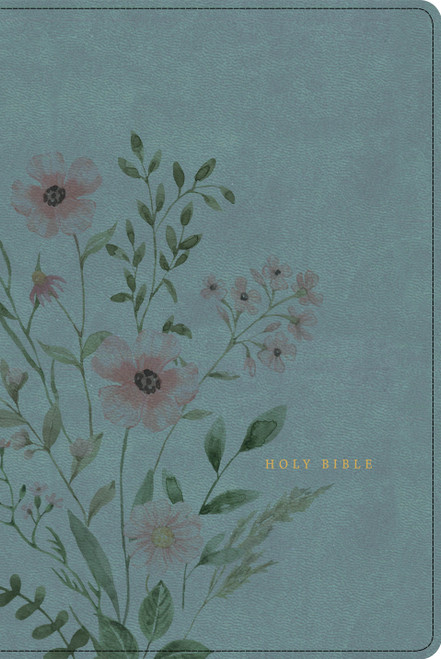 KJV Large Print Thinline Bible, Teal/Floral LeatherTouch by Holman Bible Publishers, 9798384557685