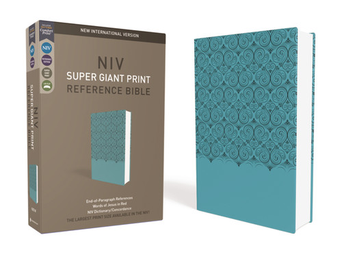 NIV, Super Giant Print Reference Bible (Font Size: 16.5-point), Leathersoft, Teal, Red Letter, Comfort Print by Zondervan, 9780310449386