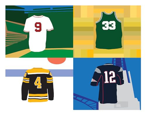 Legends of Boston Sports Jersey Collection Art Print11x14 by Michael Schafbuch, 9781942402039