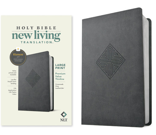 NLT Large Print Premium Value Thinline Bible, Filament Enabled (LeatherLike, Crossroads Gray) by New Living Translation, Tyndale, 9798400518638