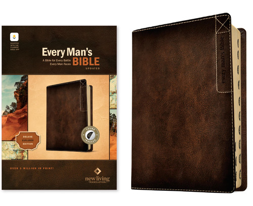 NLT Every Man's Bible, Filament Enabled, Deluxe Explorer Edition (LeatherLike, Brown, Indexed, Red Letter) by New Living Translation, Tyndale, Dean Merrill, 9798400519604