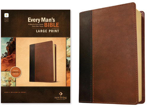NLT Every Man's Bible, Large Print, Filament Enabled, TuTone (LeatherLike, Brown/Tan, Red Letter) by New Living Translation, Tyndale, Dean Merrill, 9798400519703