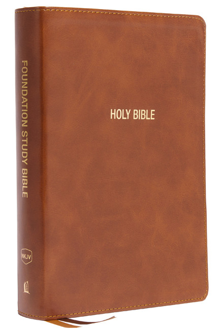 NKJV, Foundation Study Bible, Large Print, Leathersoft, Brown, Red Letter, Comfort Print (Holy Bible, New King James Version) by Thomas Nelson, 9780785261469