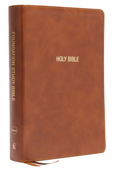 NKJV, Foundation Study Bible, Large Print, Leathersoft, Brown, Red Letter, Thumb Indexed, Comfort Print (Holy Bible, New King James Version) by Thomas Nelson, 9780785261599