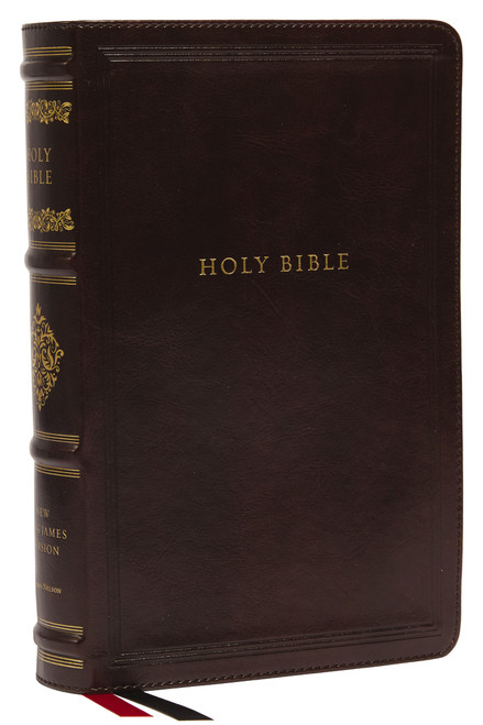 NKJV, Personal Size Reference Bible, Sovereign Collection, Leathersoft, Brown, Red Letter, Thumb Indexed, Comfort Print by Thomas Nelson, 9780785265054