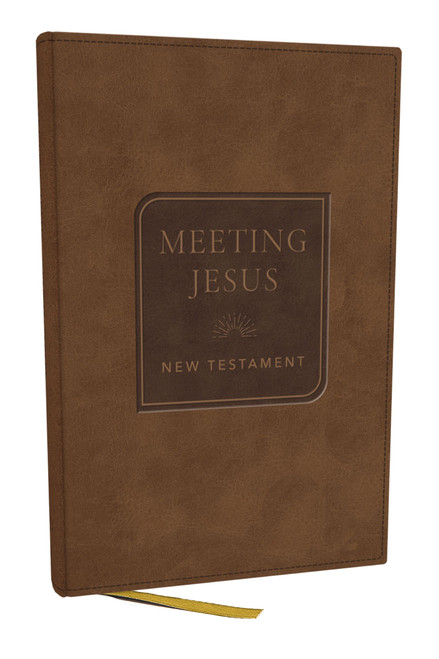 NKJV Meeting Jesus New Testament, Brown Leathersoft, Red Letter, Comfort Print (Miniature Edition) by Thomas Nelson, 9781400357017