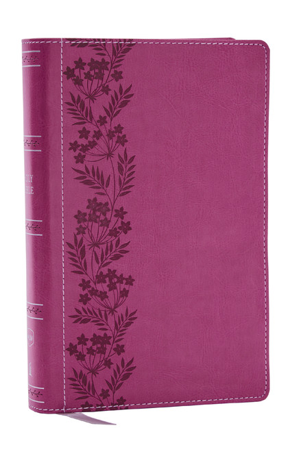 NKJV Personal Size Large Print Bible with 43,000 Cross References, Pink Leathersoft, Red Letter, Comfort Print by Thomas Nelson, 9781400335442