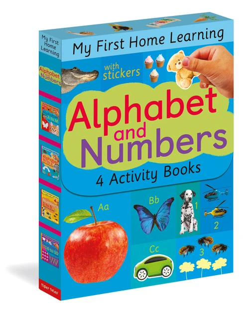 Alphabet and Numbers: 4 Activity Book Boxed Set with Stickers (Alphabet A to M; Alphabet N to Z; Numbers 1 to 5; Numbers 6 to 10) by Tiger Tales, Tiger Tales, Artful Doodlers, 9781680104950