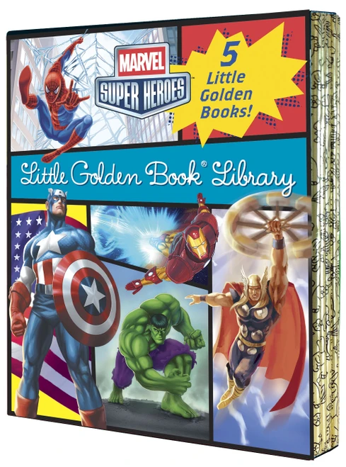 Marvel Super Heroes Little Golden Book Library (5-Book Boxed Set: Spider-Man, Hulk, Iron Man, Captain America, The Avengers) by Various, Golden Books, 9780449817353