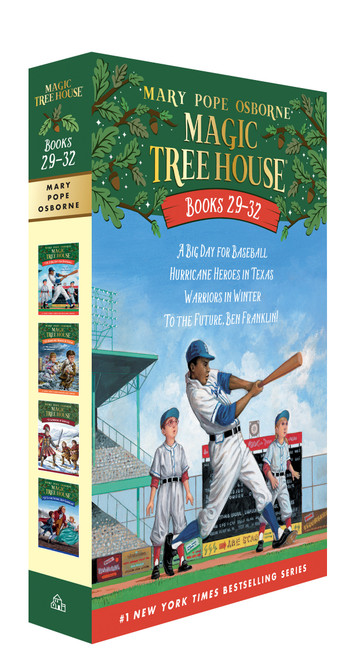 Magic Tree House Books 29-32 Boxed Set (A Big Day for Baseball; Hurricane Heroes in Texas; Warriors in Winter; To the Future, Ben Franklin!) by Mary Pope Osborne, AG Ford, 9798217449149