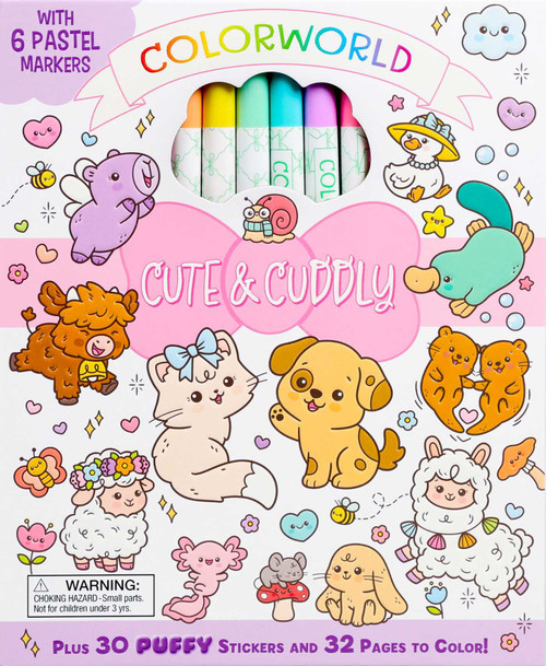 ColorWorld: Cute & Cuddly (With 6 Pastel Markers, Plus 30 Puffy Stickers and 32 Pages to Color!) by Editors of Silver Dolphin Books, 9781667213613