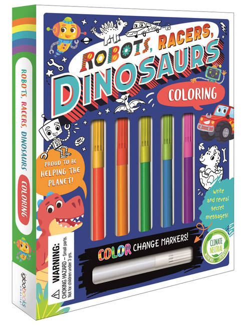 Robots, Racers, Dinosaurs Coloring Set (with Color-Changing Markers) by IglooBooks, Gabriele Tafuni, 9781803688725
